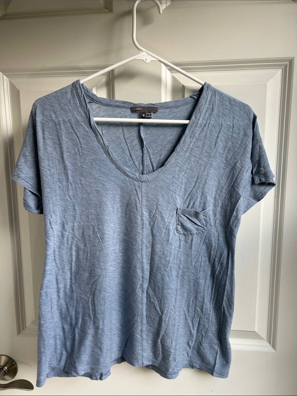Vince Light Blue V-Neck Short Sleeve Pocket Tee